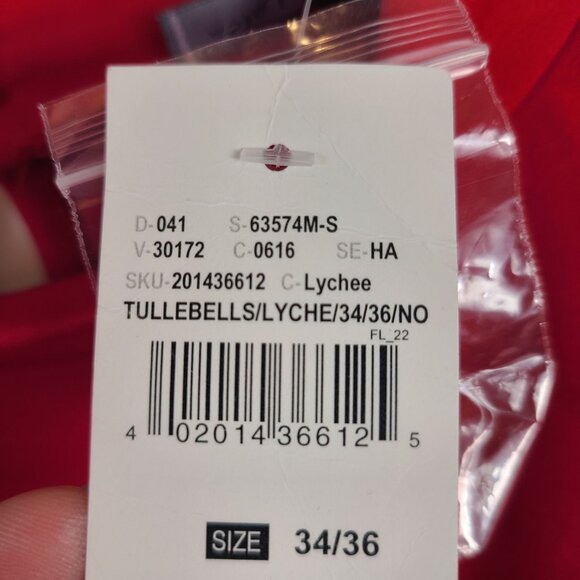 Ashley Stewart Red Tulle Bell Sleeve Blouse Professional Statement Top Sz 34/36 - Picture 3 of 8